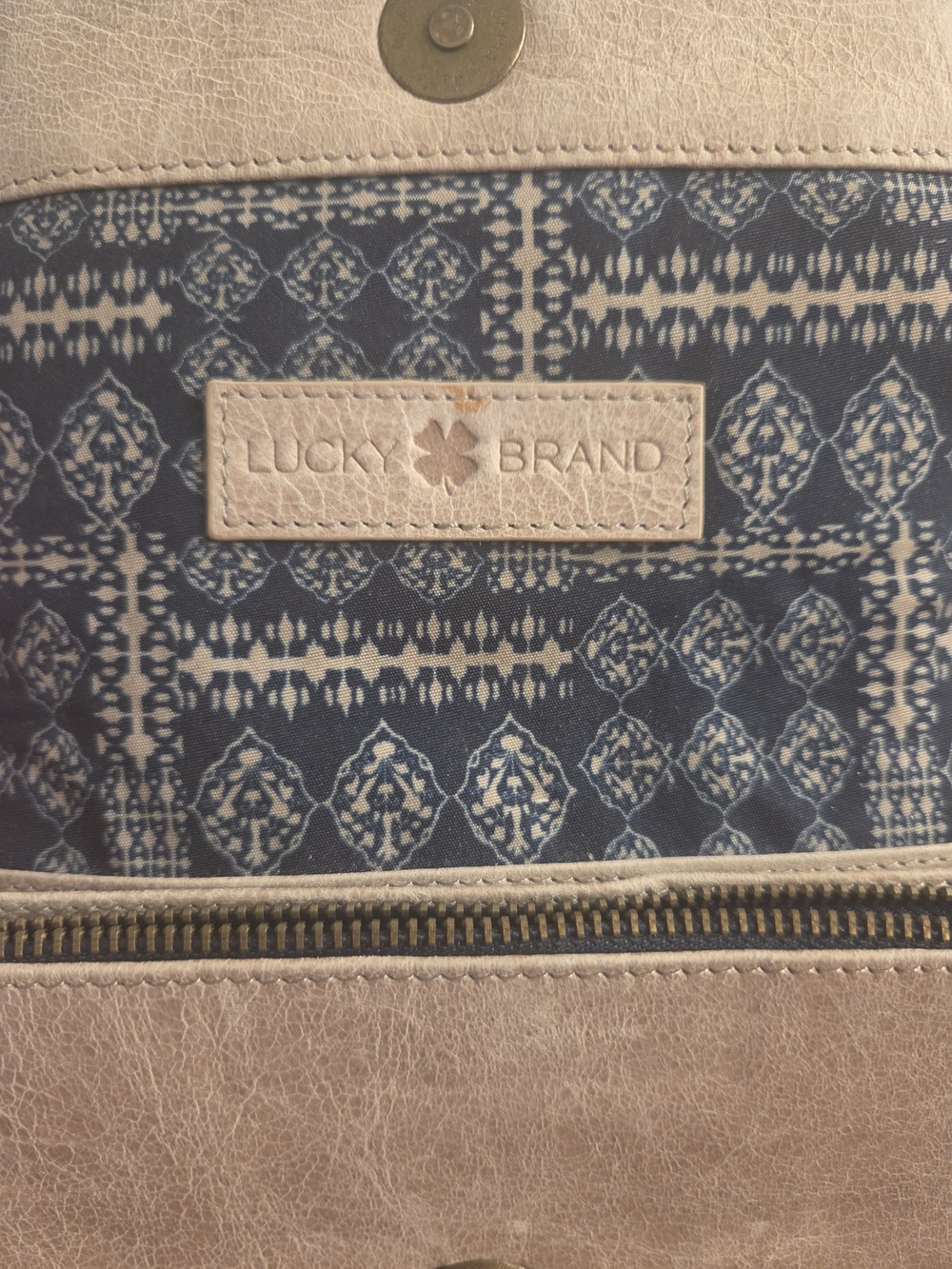 Lucky Brand Beige Suede Wallet with Tan Strap Rings - Picture 5 of 10